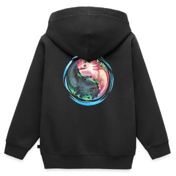 Axolotl Ying Yang - Kinder Premium Organic Zip Hoodie - Schwarz - Hinten - AI Model Kid Male (0cm)
