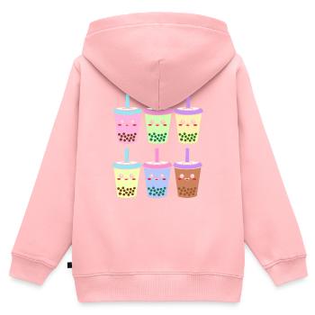 Bubble Thé de Boba Thé - Sweat Premium à capuche zippé enfant bio - rose - Dos - AI Model Kid Female (0cm)