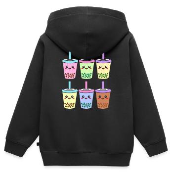 Bubble Thé de Boba Thé - Sweat Premium à capuche zippé enfant bio - noir - Dos - AI Model Kid Male (0cm)