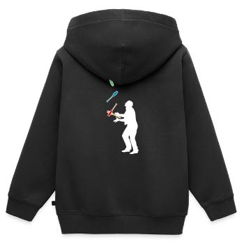 Jongleur - Sweat Premium à capuche zippé enfant bio - noir - Dos - AI Model Kid Male (0cm)