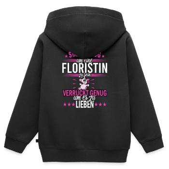 Floristin Floristik Blumen - Kinder Premium Organic Zip Hoodie - Schwarz - Hinten - AI Model Kid Male (0cm)