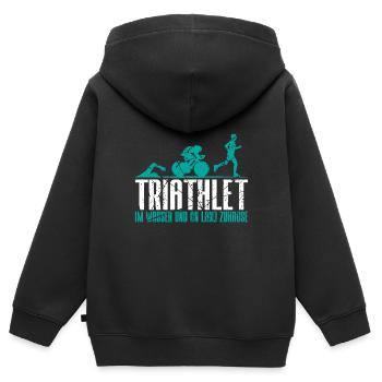 Triathlet Geschenk - Kinder Premium Organic Zip Hoodie - Schwarz - Hinten - AI Model Kid Male (0cm)
