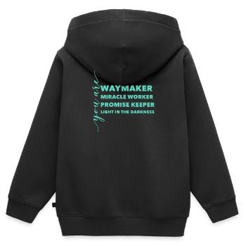 Waymaker Miracle Worker Promise Keeper Light Jesus - Sweat Premium à capuche zippé enfant bio - noir - Dos - AI Model Kid Male (0cm)