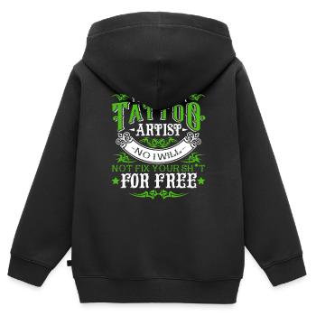 Tattoo-Künstler Ich bin ein Tattoo-Künstler - Kinder Premium Organic Zip Hoodie - Schwarz - Hinten - AI Model Kid Male (0cm)
