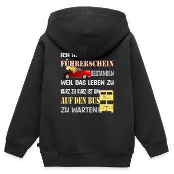 Führerschein bestanden - Kinder Premium Organic Zip Hoodie - Schwarz - Hinten - AI Model Kid Male (0cm)