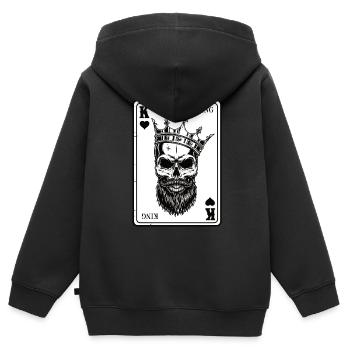 King And Queen Skull - 2/2 Card Hearts Flush - Sweat Premium à capuche zippé enfant bio - noir - Dos - AI Model Kid Male (0cm)