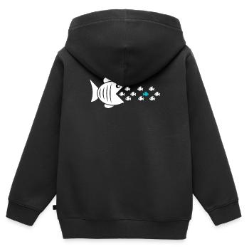 Gegen den Strom schwimmen - Kinder Premium Organic Zip Hoodie - Schwarz - Hinten - AI Model Kid Male (0cm)