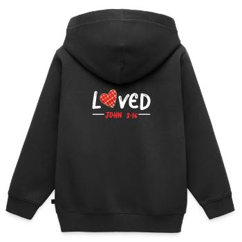 Bibel Psalm Vers Bibelverse Christen Evangelisch - Kinder Premium Organic Zip Hoodie - Schwarz - Hinten - AI Model Kid Male (0cm)