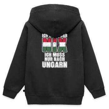 Ungarn - Kinder Premium Organic Zip Hoodie - Schwarz - Hinten - AI Model Kid Male (0cm)