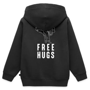 Free Hugs Brazilian Jiu-Jitsu MMA BJJ Kampfsport - Kinder Premium Organic Zip Hoodie - Schwarz - Hinten - AI Model Kid Male (0cm)