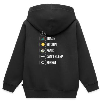 Actions Stock Market Trader Trader - Sweat Premium à capuche zippé enfant bio - noir - Dos - AI Model Kid Male (0cm)