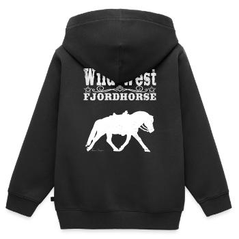 Wild West Fjordhorse Westernpferd, Norweger dunkel - Kinder Premium Organic Zip Hoodie - Schwarz - Hinten - AI Model Kid Male (0cm)