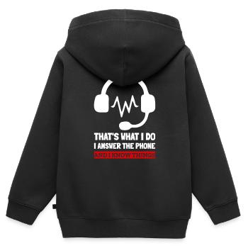 Kundendienstmitarbeiter Call Center-Agent - Kinder Premium Organic Zip Hoodie - Schwarz - Hinten - AI Model Kid Male (0cm)