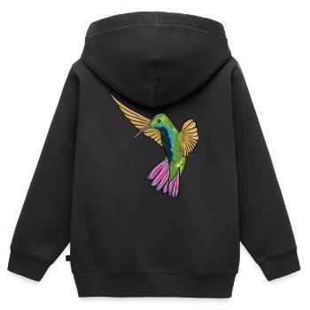 Kolibri - Kinder Premium Organic Zip Hoodie - Schwarz - Hinten - AI Model Kid Male (0cm)