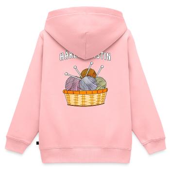 WOLLE HÄKELARTISTIN - Kinder Premium Organic Zip Hoodie - Rosa - Hinten - AI Model Kid Female (0cm)