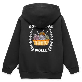 KOMME WAS WOLLE - Kinder Premium Organic Zip Hoodie - Schwarz - Hinten - AI Model Kid Male (0cm)