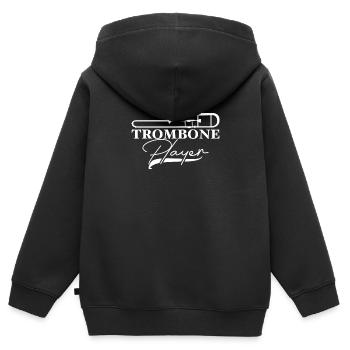 Trombone trombone - Sweat Premium à capuche zippé enfant bio - noir - Dos - AI Model Kid Male (0cm)