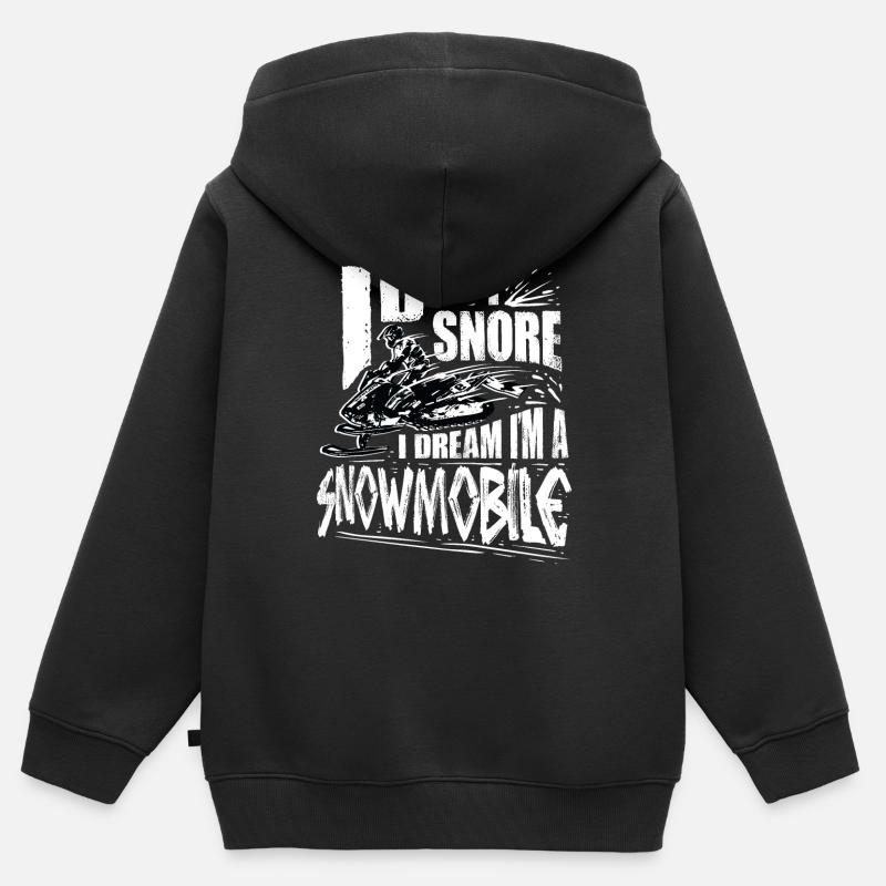 I Don’t Snore I Dream I’m A Snowmobile - Sweat Premium à capuche zippé enfant bio - noir