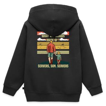 Programmeur Papa - Clouds Server Fils - Sweat Premium à capuche zippé enfant bio - noir - Dos - AI Model Kid Male (0cm)