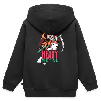 Heavy Metal Skellett - Sweat Premium à capuche zippé enfant bio - noir - Dos - AI Model Kid Male (0cm)