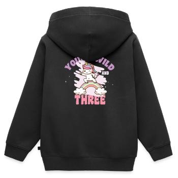 Young Wild And Three 3.Geburtstag Einhorn Geschenk - Kinder Premium Organic Zip Hoodie - Schwarz - Hinten - AI Model Kid Male (0cm)