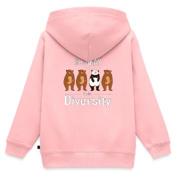 Plus de diversité - Sweat Premium à capuche zippé enfant bio - rose - Dos - AI Model Kid Female (0cm)