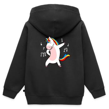 Licorne dansante - Sweat Premium à capuche zippé enfant bio - noir - Dos - AI Model Kid Male (0cm)
