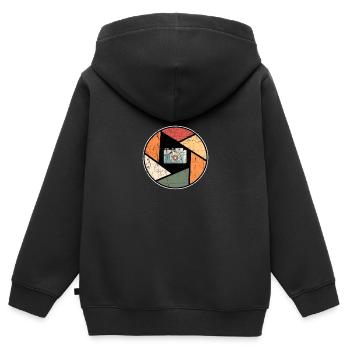 Vintage Fotograf Fotoapparat Foto Hobbyfotograf - Kinder Premium Organic Zip Hoodie - Schwarz - Hinten - AI Model Kid Male (0cm)