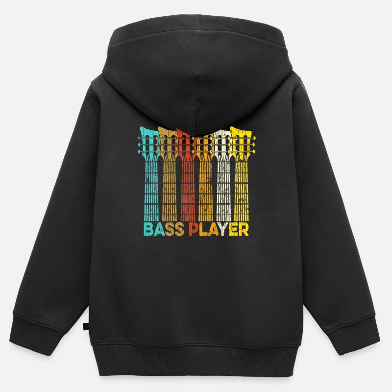 Guitare Basse Musiciens - Sweat Premium à capuche zippé enfant bio - noir