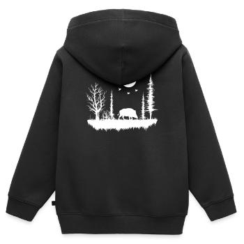 forêt nature nature nature - Sweat Premium à capuche zippé enfant bio - noir - Dos - AI Model Kid Male (0cm)