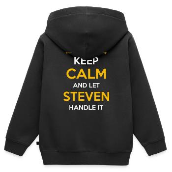 Steven Namen Geschenk - Kinder Premium Organic Zip Hoodie - Schwarz - Hinten - AI Model Kid Male (0cm)