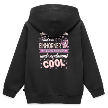 Große Schwester Überraschung Bruder Geschwister - Kinder Premium Organic Zip Hoodie - Schwarz - Hinten - AI Model Kid Male (0cm)