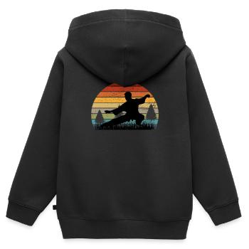 Qigong Tai Chi - Sweat Premium à capuche zippé enfant bio - noir - Dos - AI Model Kid Male (0cm)