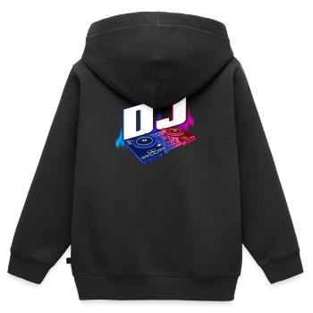 DJ DJ Disco Deejay Turntable cadeau - Sweat Premium à capuche zippé enfant bio - noir - Dos - AI Model Kid Male (0cm)