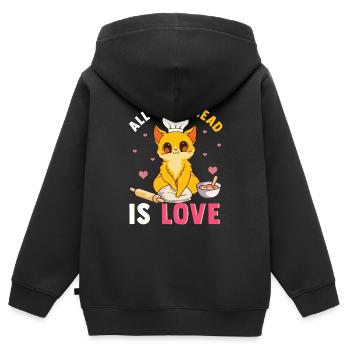 Cute All You Knede ist Liebe lustige Katze Kneten Pun - Kinder Premium Organic Zip Hoodie - Schwarz - Hinten - AI Model Kid Male (0cm)