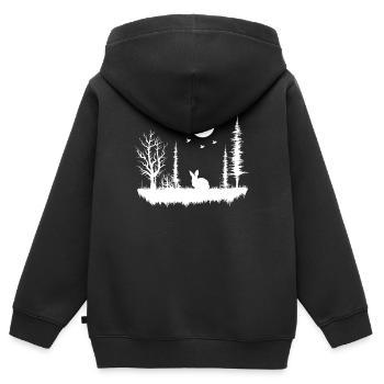 forêt nature nature nature - Sweat Premium à capuche zippé enfant bio - noir - Dos - AI Model Kid Male (0cm)
