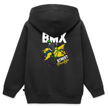 Bmx Bmx Vélo Bmx Accessoires Bmx Enfants - Sweat Premium à capuche zippé enfant bio - noir - Dos - AI Model Kid Male (0cm)