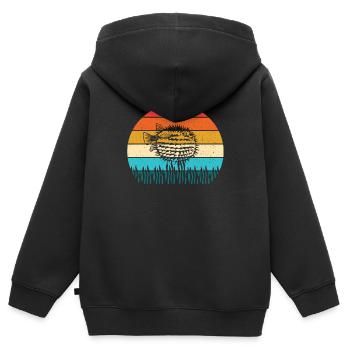 Kugelfisch - Kinder Premium Organic Zip Hoodie - Schwarz - Hinten - AI Model Kid Male (0cm)