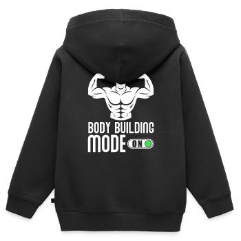 Bodybuilder Body building - Kinder Premium Organic Zip Hoodie - Schwarz - Hinten - AI Model Kid Male (0cm)