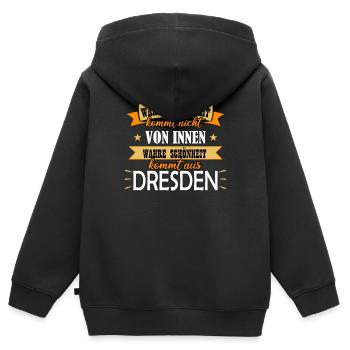 Dresden Dresdener Sachsen ostdeutschland - Kinder Premium Organic Zip Hoodie - Schwarz - Hinten - AI Model Kid Male (0cm)
