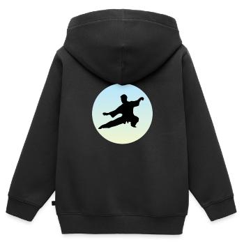 Qigong Tai Chi Yin qi gong Meditation - Sweat Premium à capuche zippé enfant bio - noir - Dos - AI Model Kid Male (0cm)