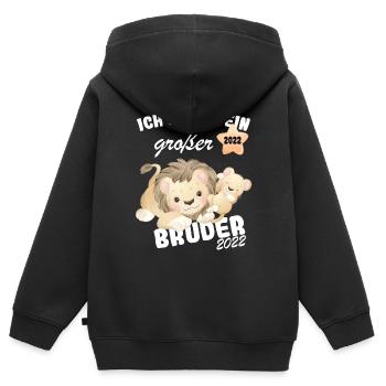 Ich werde großer Bruder 2022 Nachwuchs Verkünden - Kinder Premium Organic Zip Hoodie - Schwarz - Hinten - AI Model Kid Male (0cm)