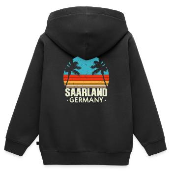 Saarland Retro Vintage Design - Kinder Premium Organic Zip Hoodie - Schwarz - Hinten - AI Model Kid Male (0cm)