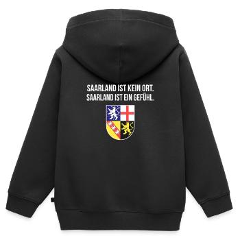 Saarland Retro Vintage Design - Kinder Premium Organic Zip Hoodie - Schwarz - Hinten - AI Model Kid Male (0cm)