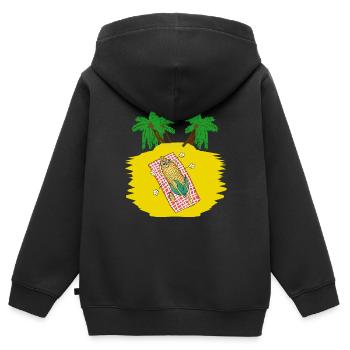 Vacanciers Touriste Paresseuse Paresse Loisirs Chaleur - Sweat Premium à capuche zippé enfant bio - noir - Dos - AI Model Kid Male (0cm)