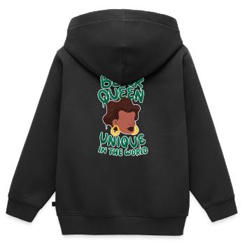 Femmes Black Queen Afro-Américain Mélanine - Sweat Premium à capuche zippé enfant bio - noir - Dos - AI Model Kid Male (0cm)