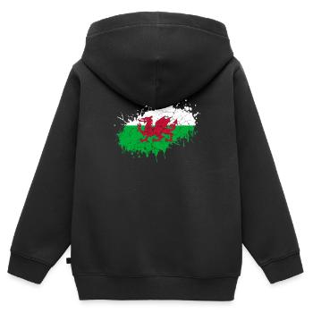 Wales - Kinder Premium Organic Zip Hoodie - Schwarz - Hinten - AI Model Kid Male (0cm)