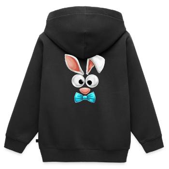 Pâques Joyeuses Pâques Œufs de Pâques Lapin Oreilles - Sweat Premium à capuche zippé enfant bio - noir - Dos - AI Model Kid Male (0cm)