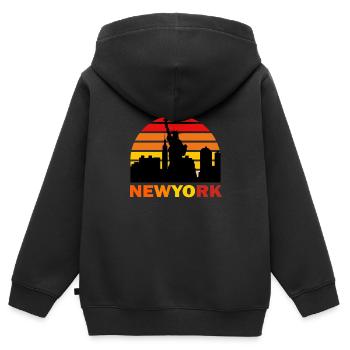 addicted to newyork - Kids Premium Organic Zip-up Hoodie - black - Back - AI Model Kid Male (0cm)