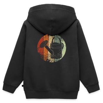 Gießkanne vintage Garten Gärtner - Kinder Premium Organic Zip Hoodie - Schwarz - Hinten - AI Model Kid Male (0cm)